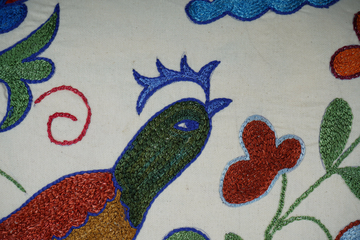Kuş Desenli Suzani Kırlent Kılıfı 40 x 85 cm