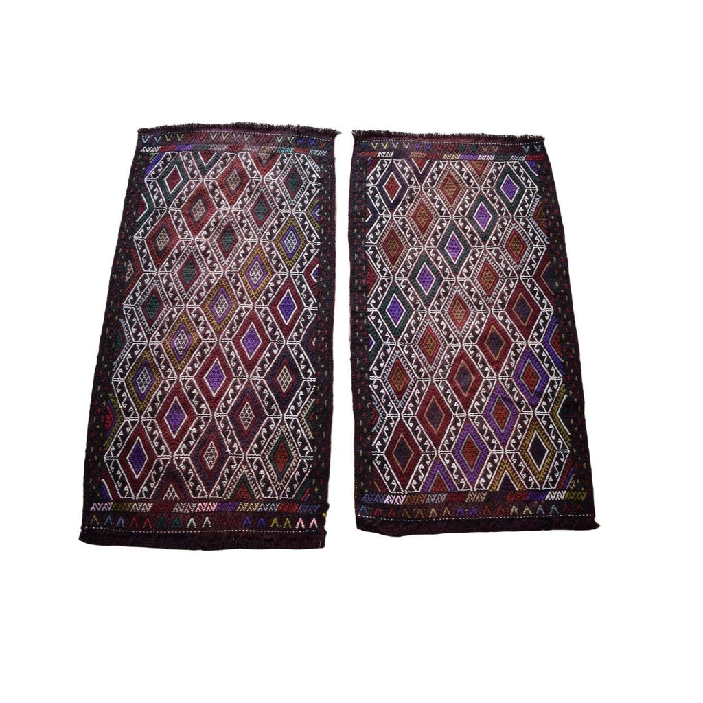 Vintage Kilim Yastık Halı 2'li Set 55 x 105 cm