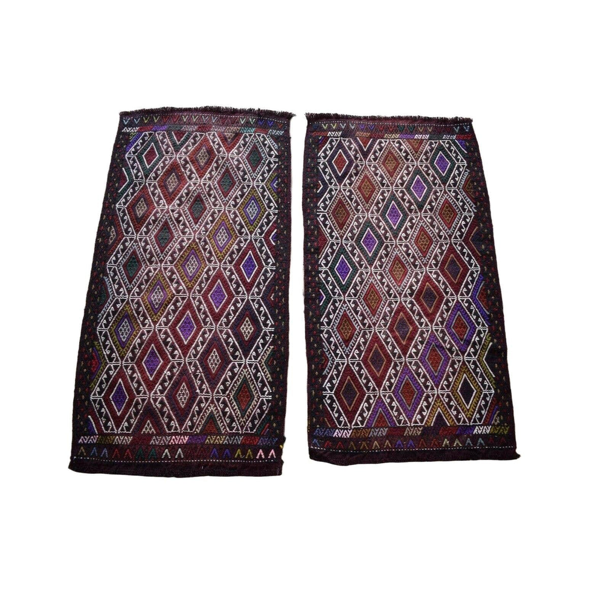Vintage Kilim Yastık Halı 2'li Set 55 x 105 cm