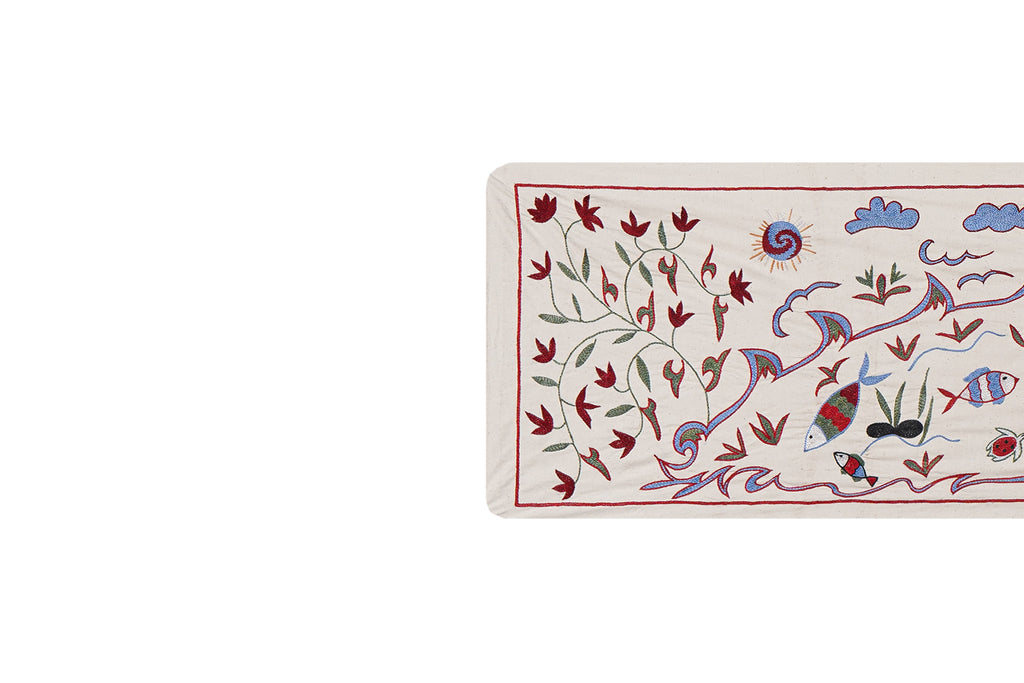 Balık Desenli Suzani Duvar Örtüsü 50 x 148 cm