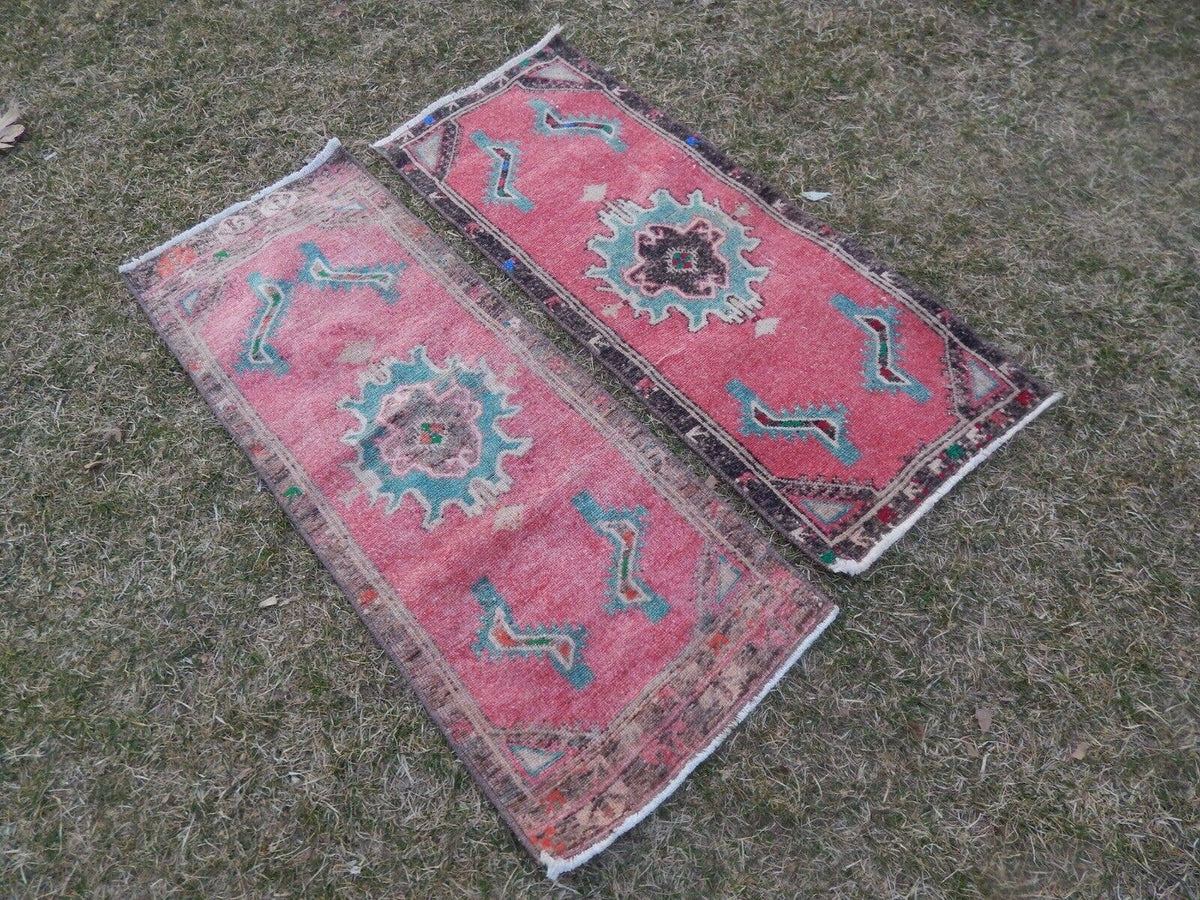 Vintage Türk Yastık Halı 2'li Set 43 x 112 cm