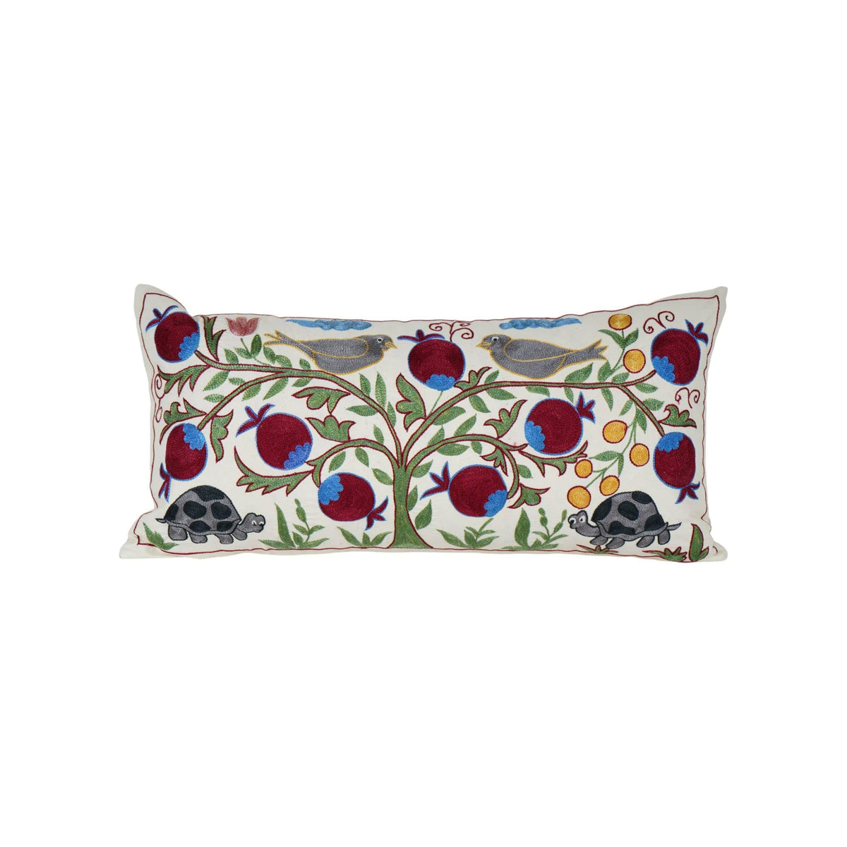 Kuş Desenli Suzani Kırlent Kılıfı 42 x 85 cm