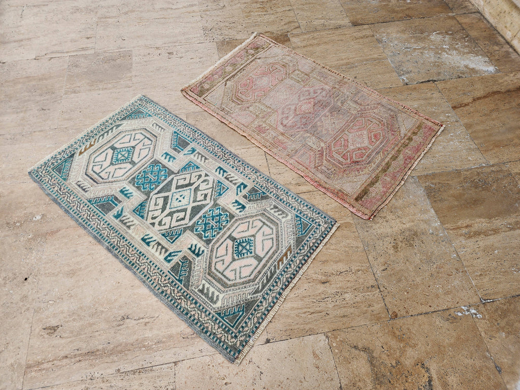 Vintage Türk Yastık Halı 2'li Set 55 x 92 cm