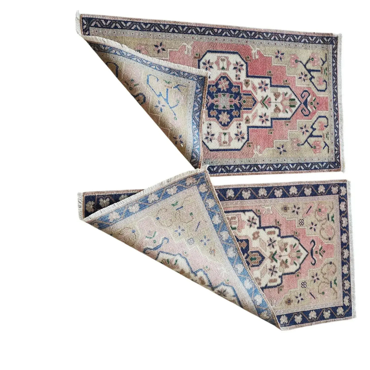 Vintage Türk Yastık Halı 2'li Set 55 x 98 cm
