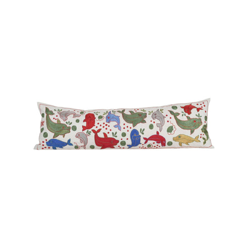 Balık Desenli Suzani Kırlent Kılıfı 45 x 140 cm