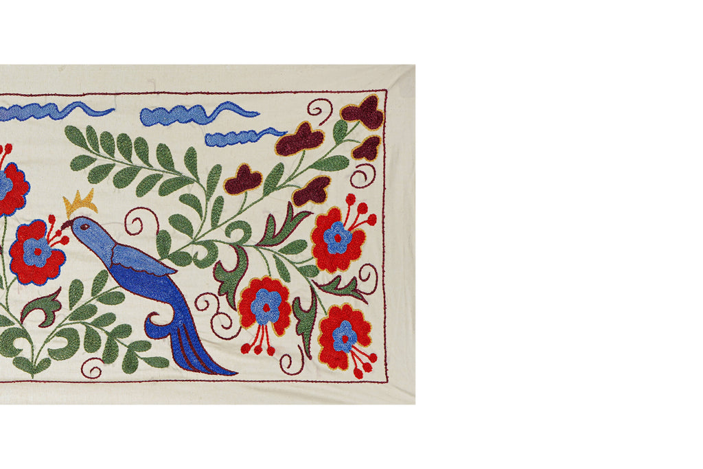 Kuş Desenli Suzani Duvar Örtüsü 44 x 96 cm