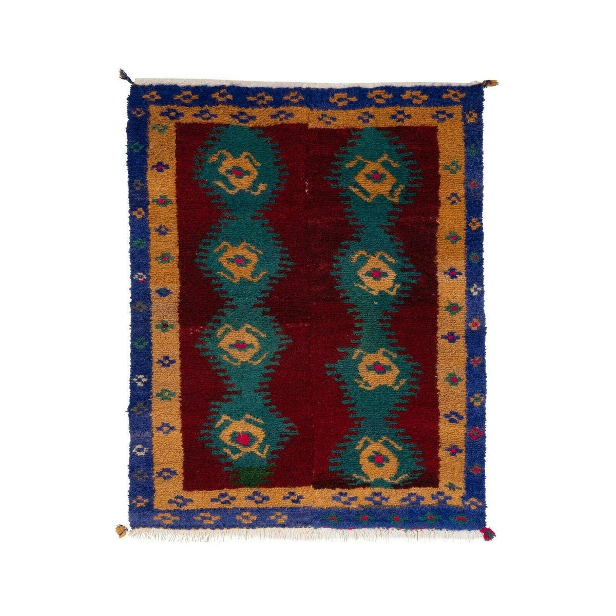 Vintage Türk Damalı Tulu Halı 110 x 132 cm