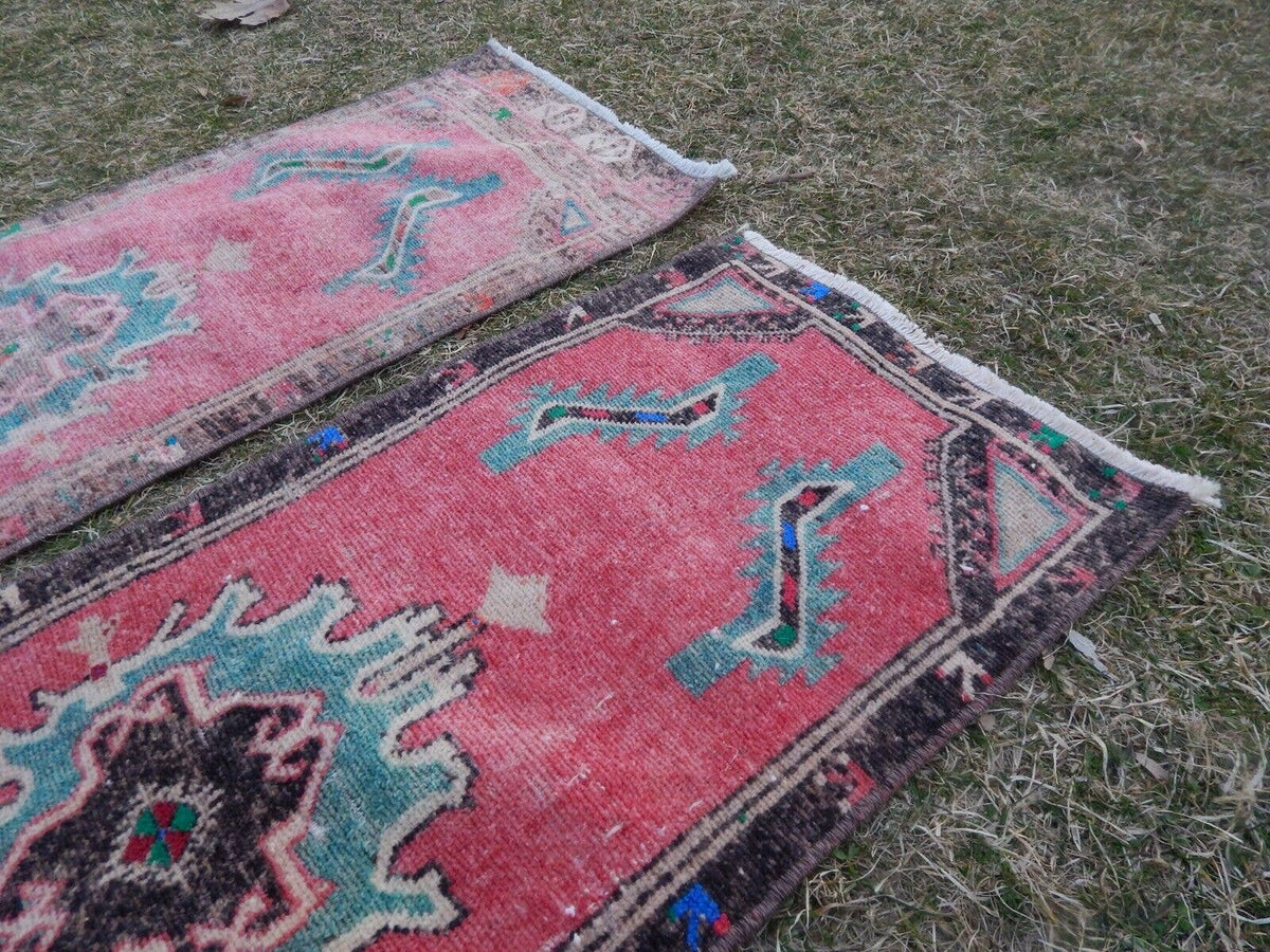Vintage Türk Yastık Halı 2'li Set 43 x 112 cm