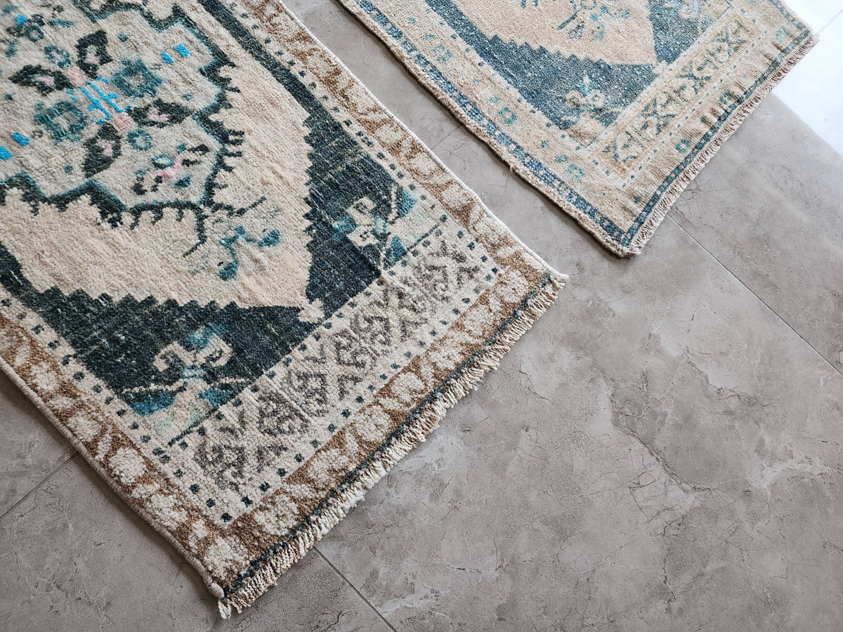 Vintage Türk Yastık Halı 2'li Set 51 x 97 cm