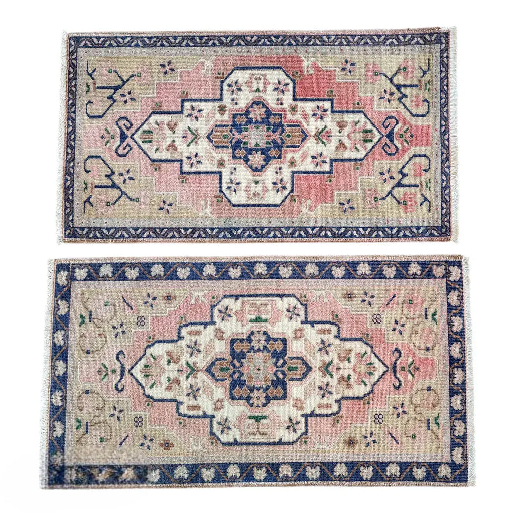 Vintage Türk Yastık Halı 2'li Set 55 x 98 cm