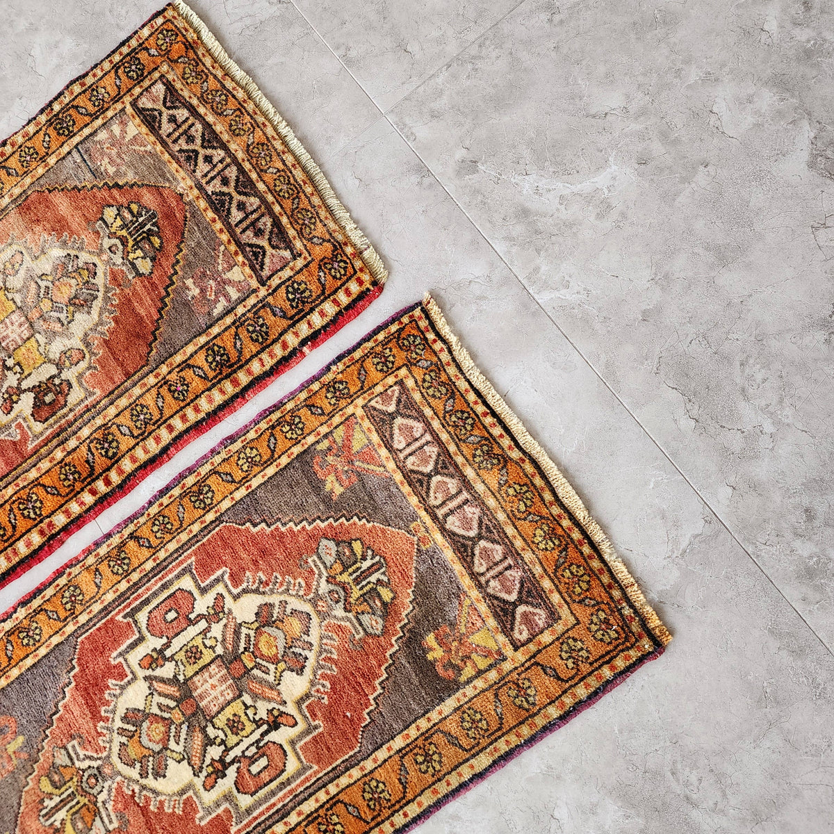 Vintage Uşak Yastık Halı 2'li Set 52 x 93 cm