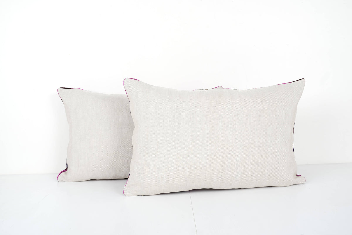İpek Ikat Kadife Kırlent Kılıfı 2'li Set 40 x 60 cm