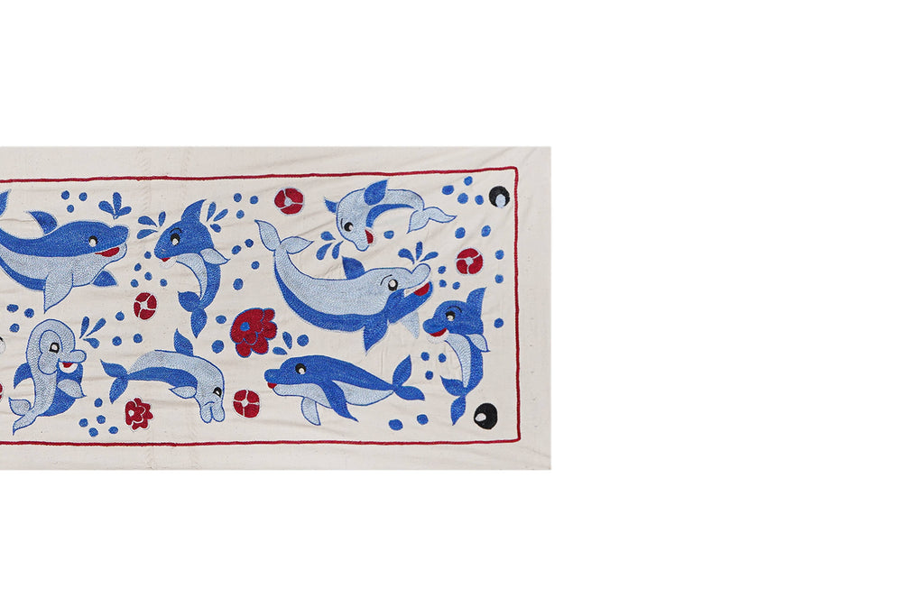 Balık Desenli Suzani Duvar Örtüsü 50 x 148 cm