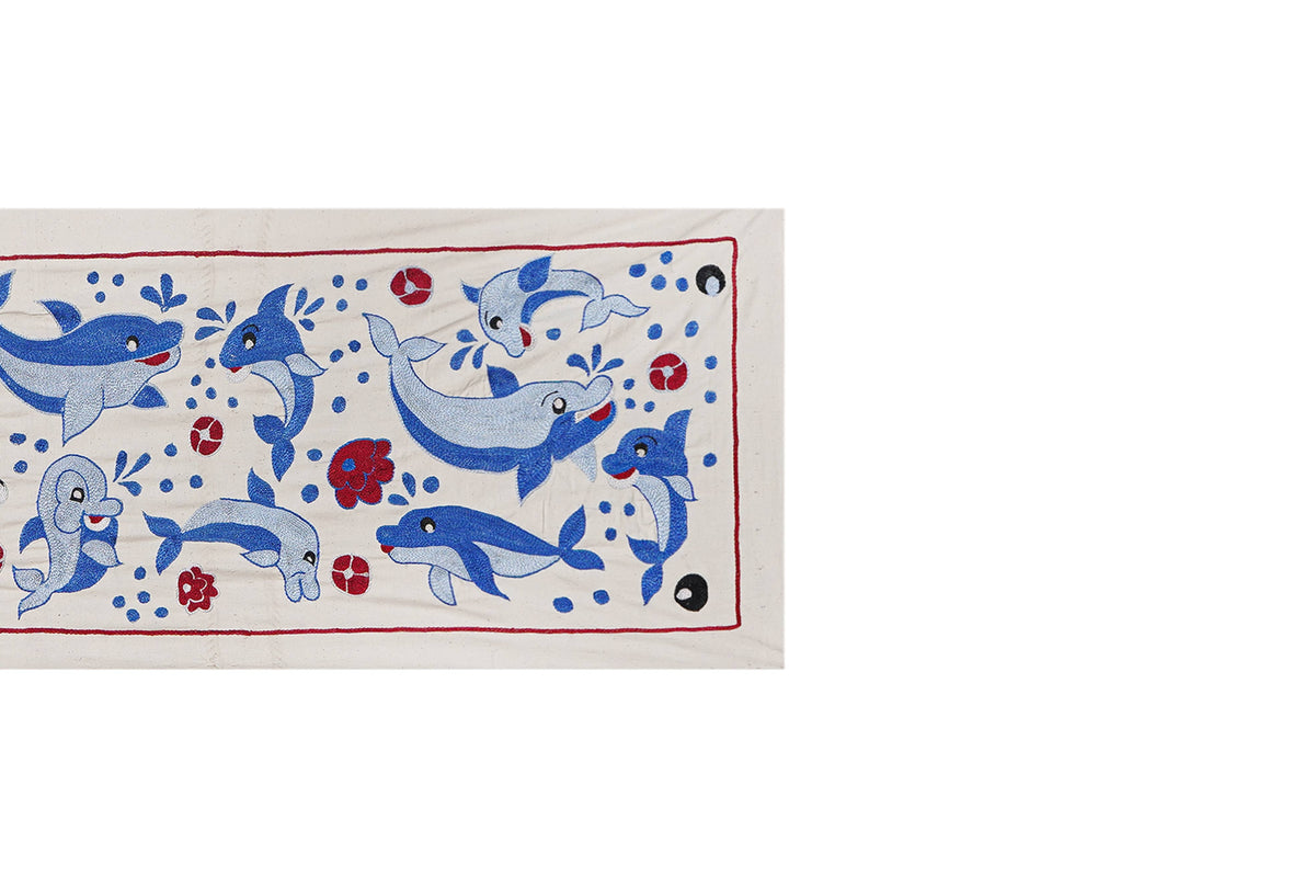 Balık Desenli Suzani Duvar Örtüsü 50 x 148 cm