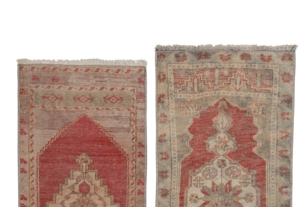 Vintage Türk Yastık Halı 2'li Set 43 x 89 cm