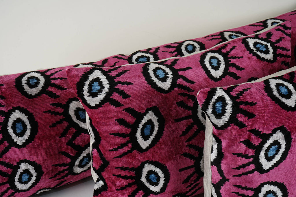 İpek Ikat Kadife Kırlent Kılıfı 40 x 120 cm