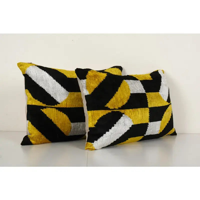 İpek Ikat Kadife Kırlent Kılıfı 2'li Set 40 x 60 cm