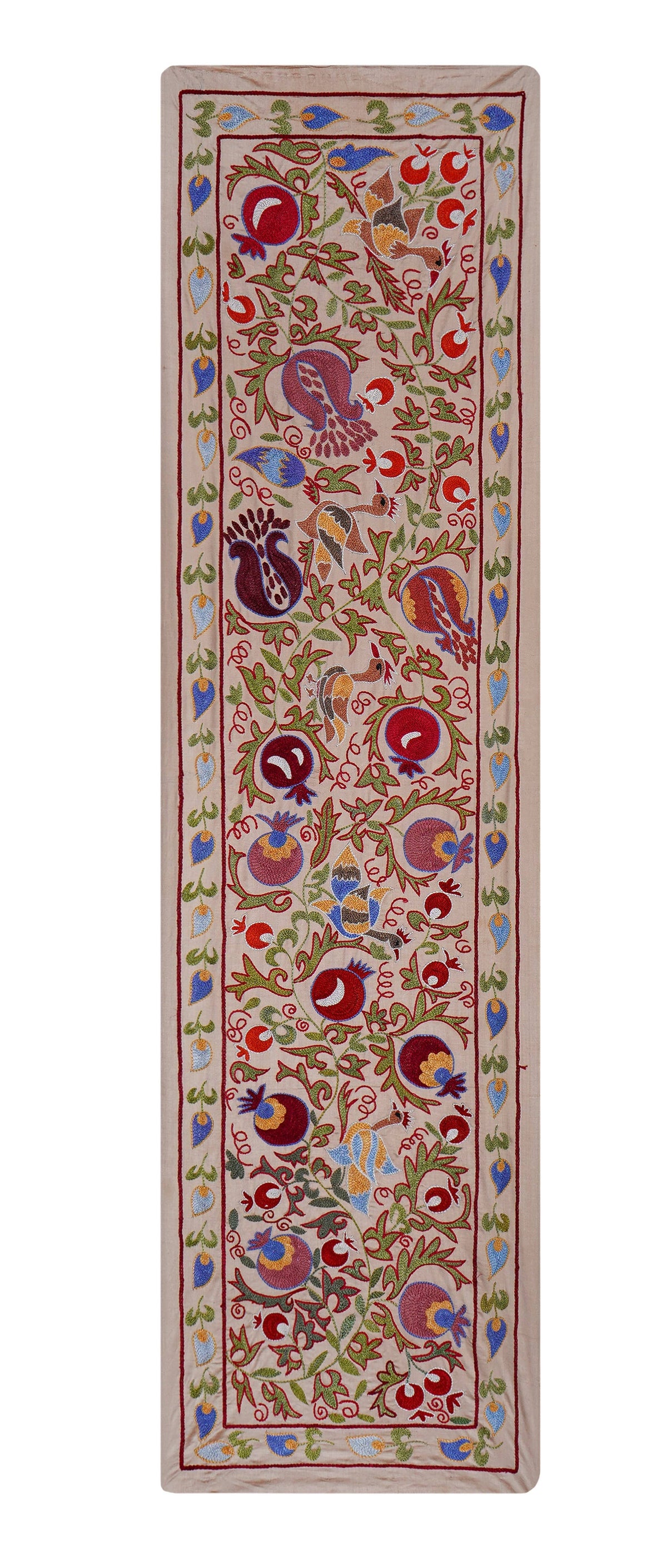 Kuş Desenli Suzani Duvar Örtüsü 52 x 191 cm