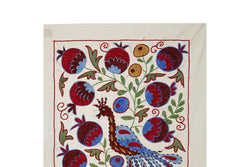 Tavus Kuşu Desenli Suzani Duvar Örtüsü 50 x 92 cm