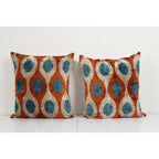 İpek Ikat Kadife Kırlent Kılıfı 2'li Set 60 x 60 cm