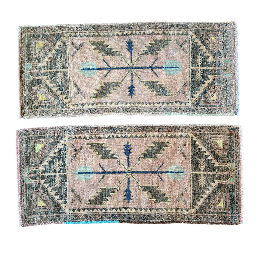 Vintage Türk Yastık Halı 2'li Set 50 x 115 cm