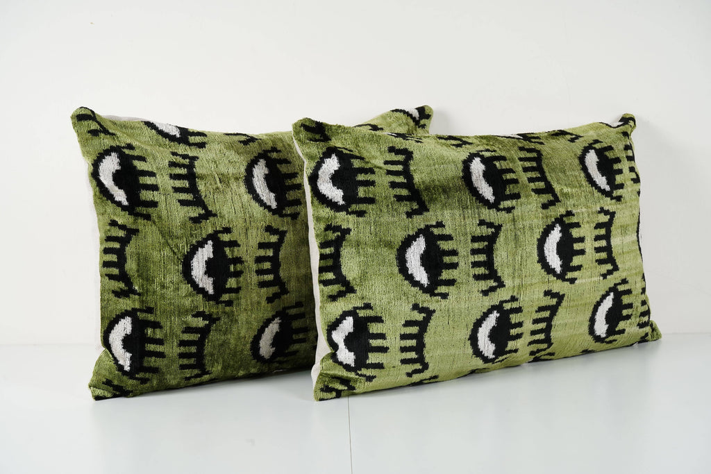 İpek Ikat Kadife Kırlent Kılıfı 2'li Set 40 x 60 cm