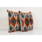 İpek Ikat Kadife Kırlent Kılıfı 2'li Set 60 x 60 cm