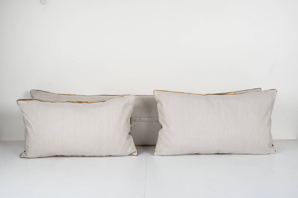 İpek Ikat Kadife Kırlent Kılıfı 2'li Set 36 x 130 cm