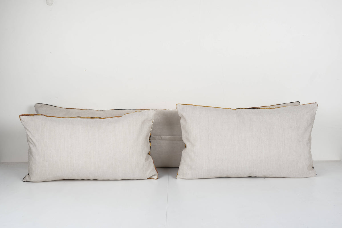 İpek Ikat Kadife Kırlent Kılıfı 2'li Set 36 x 130 cm