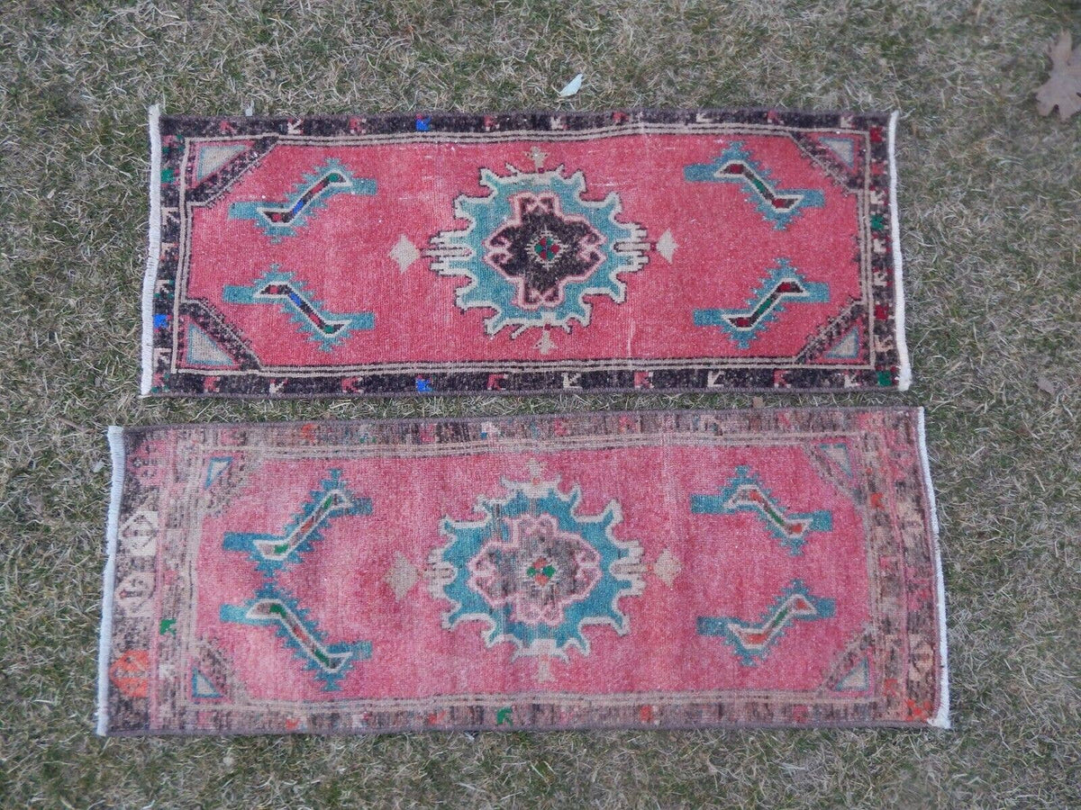 Vintage Türk Yastık Halı 2'li Set 43 x 112 cm