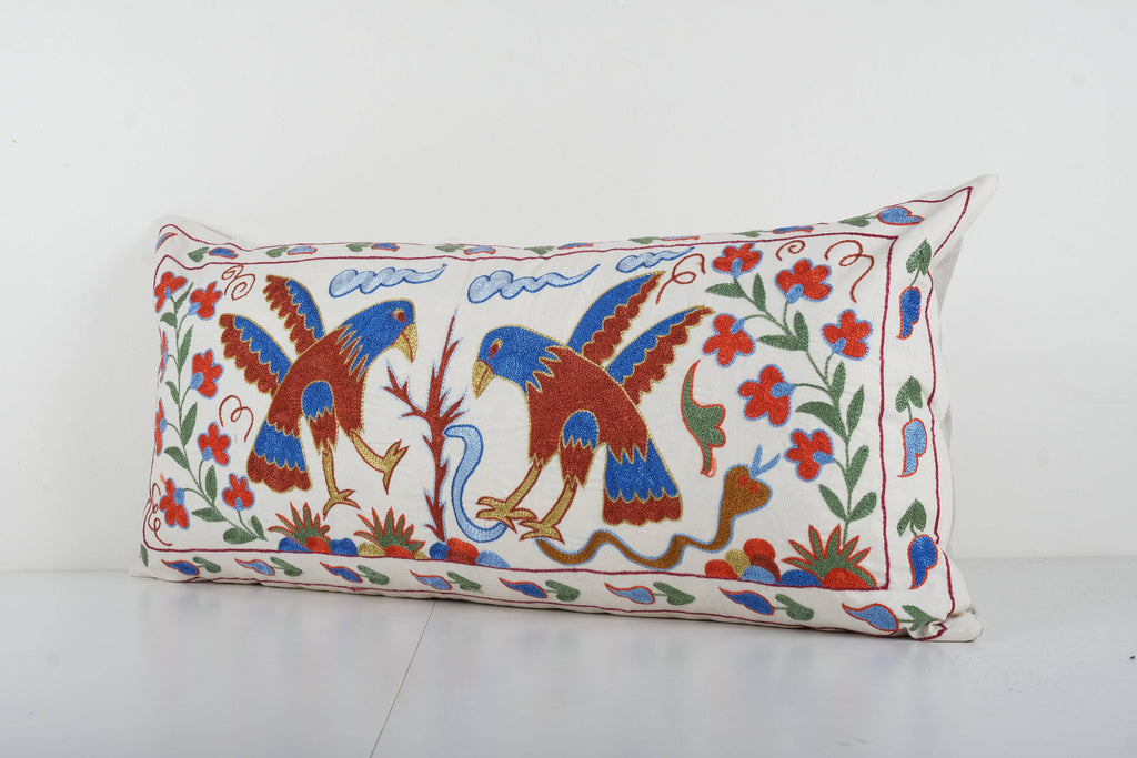 Kuş Desenli Suzani Kırlent Kılıfı 45 x 95 cm
