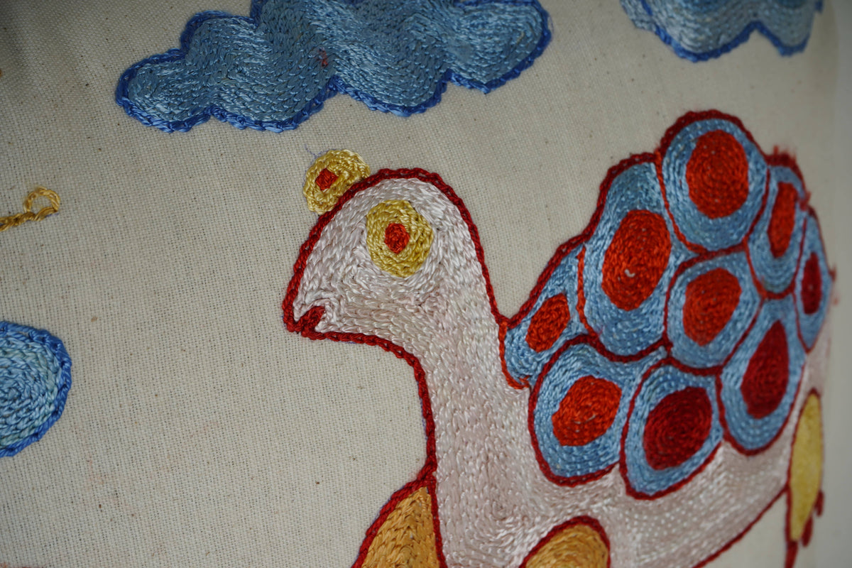 Kaplumbağa Desenli Suzani Kırlent Kılıfı 46 x 48 cm