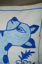 Geyik Desenli Suzani Kırlent Kılıfı 2'li Set 45 x 45 cm