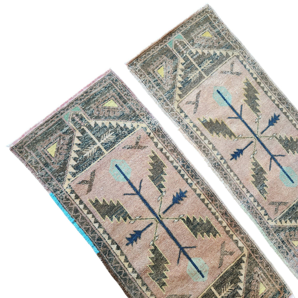 Vintage Türk Yastık Halı 2'li Set 50 x 115 cm