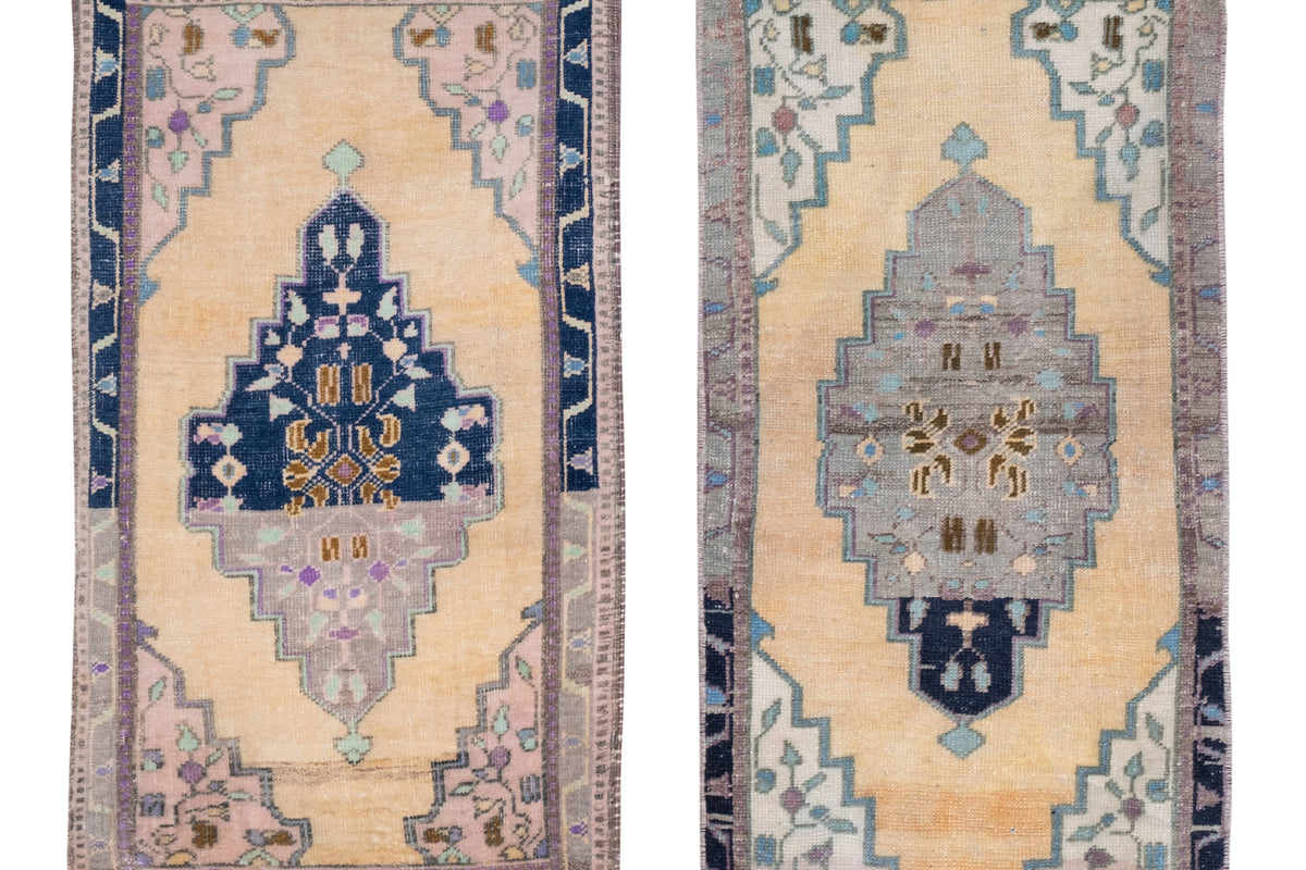 Vintage Türk Yastık Halı 2'li Set 50 x 100 cm
