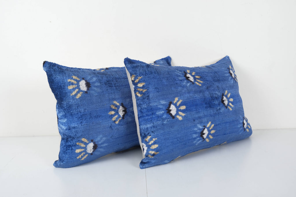 İpek Ikat Kadife Kırlent Kılıfı 2'li Set 40 x 60 cm