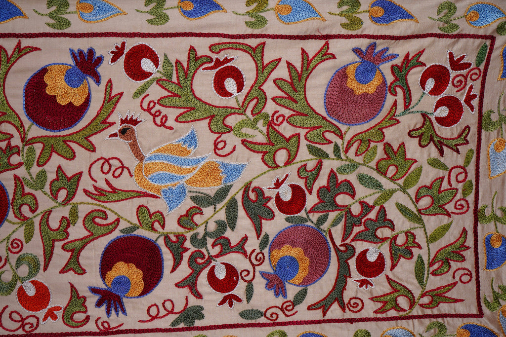 Kuş Desenli Suzani Duvar Örtüsü 52 x 191 cm