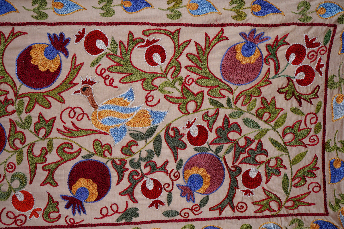 Kuş Desenli Suzani Duvar Örtüsü 52 x 191 cm