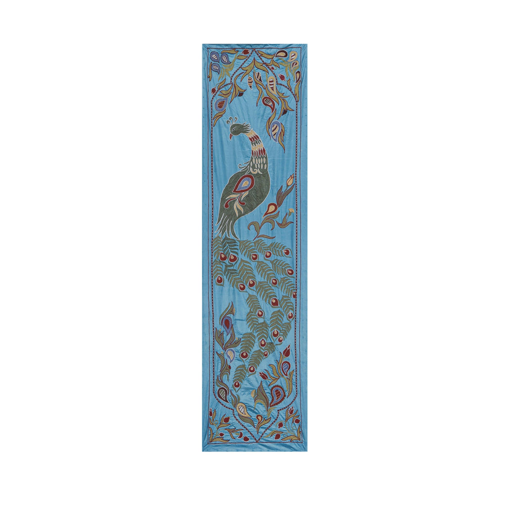 Tavus Kuşu Desenli Suzani Duvar Örtüsü 53 x 187 cm