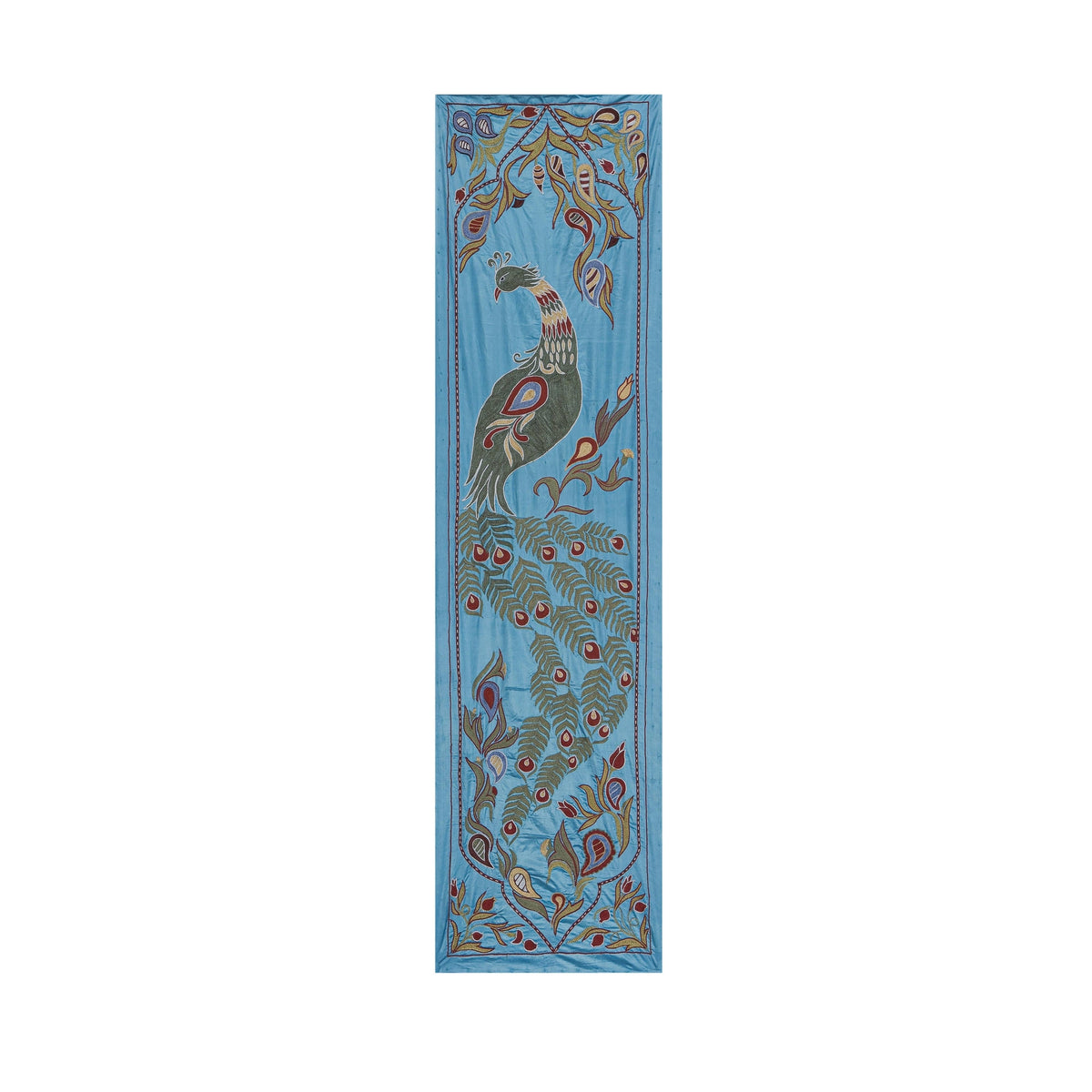 Tavus Kuşu Desenli Suzani Duvar Örtüsü 53 x 187 cm