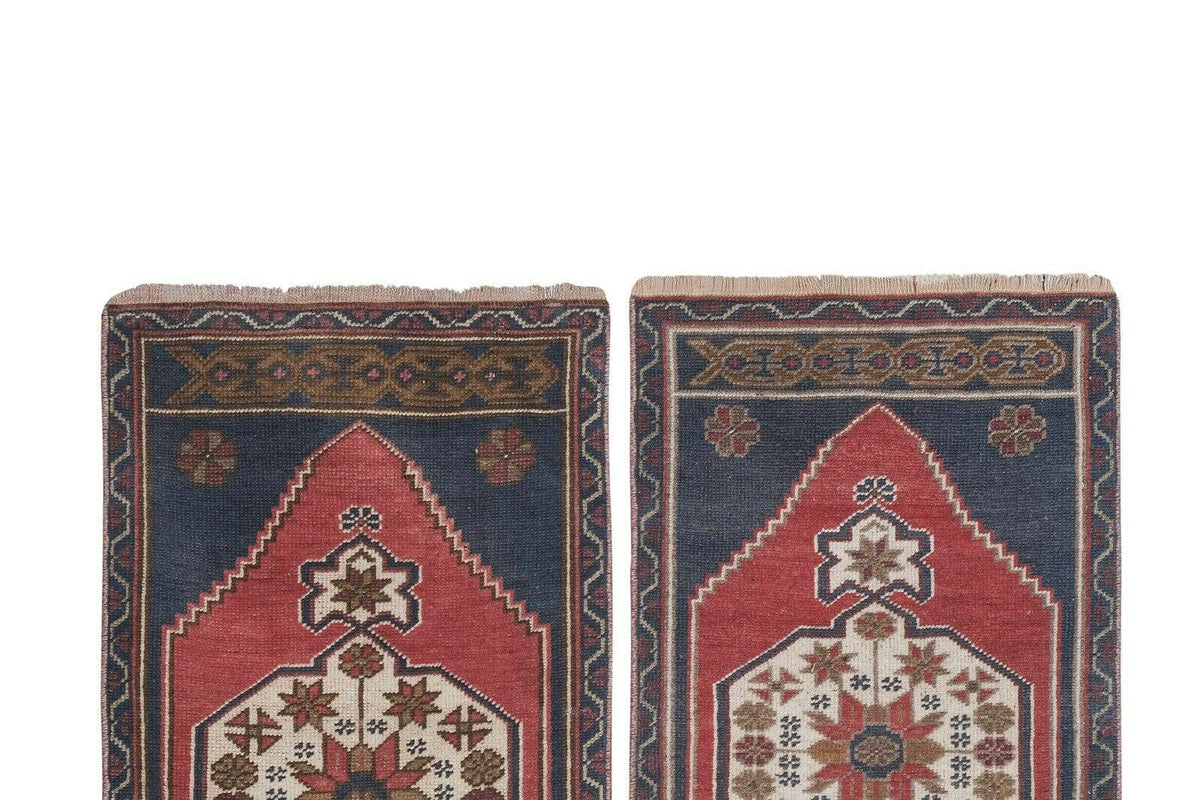 Vintage Türk Yastık Halı 2'li Set 57 x 97 cm