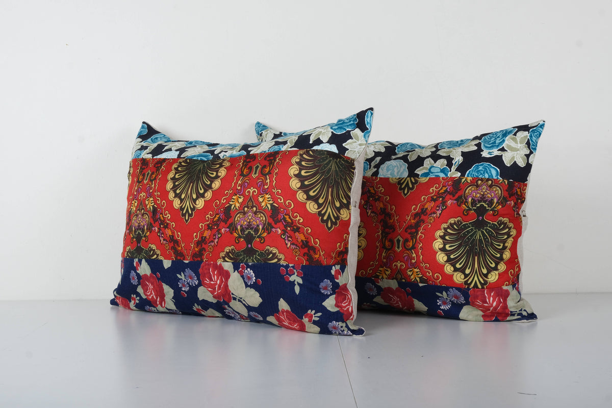 Özbek Baskılı Kırlent Kılıfı 2'li Set 37 x 55 cm