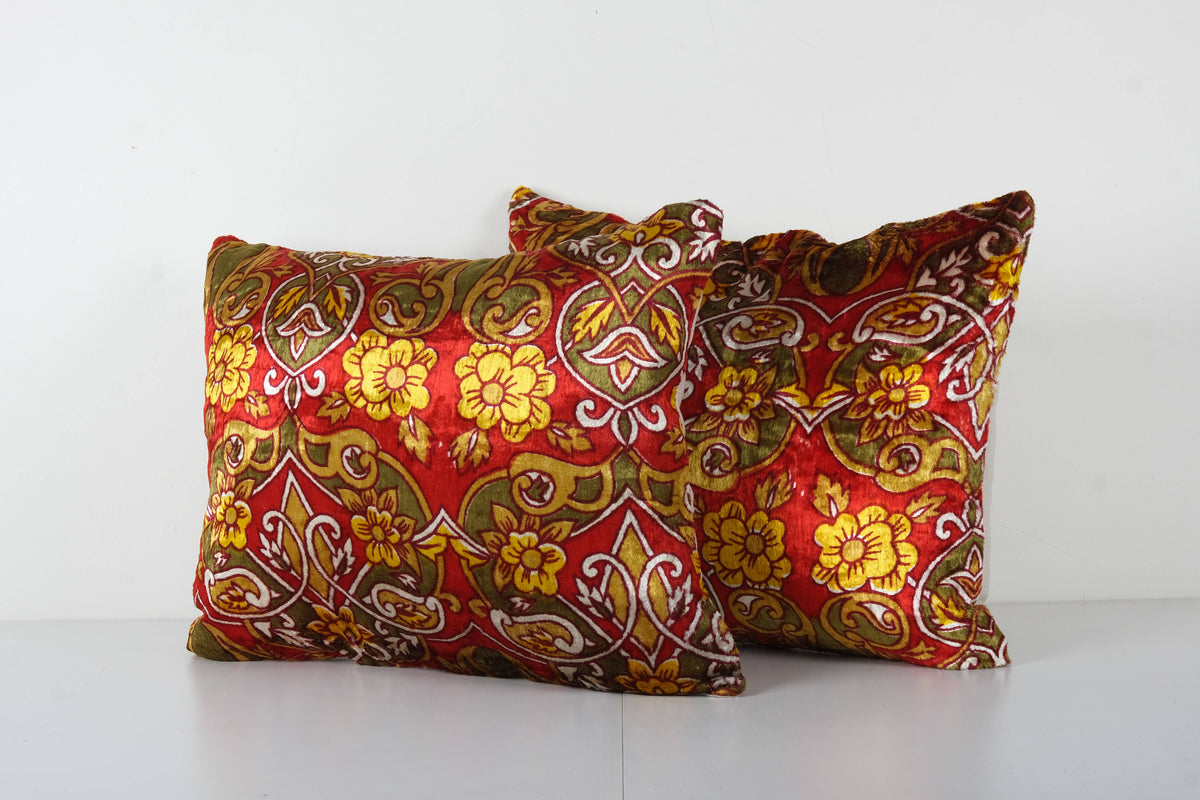 İpek Ikat Kadife Kırlent Kılıfı 2'li Set 45 x 55 cm