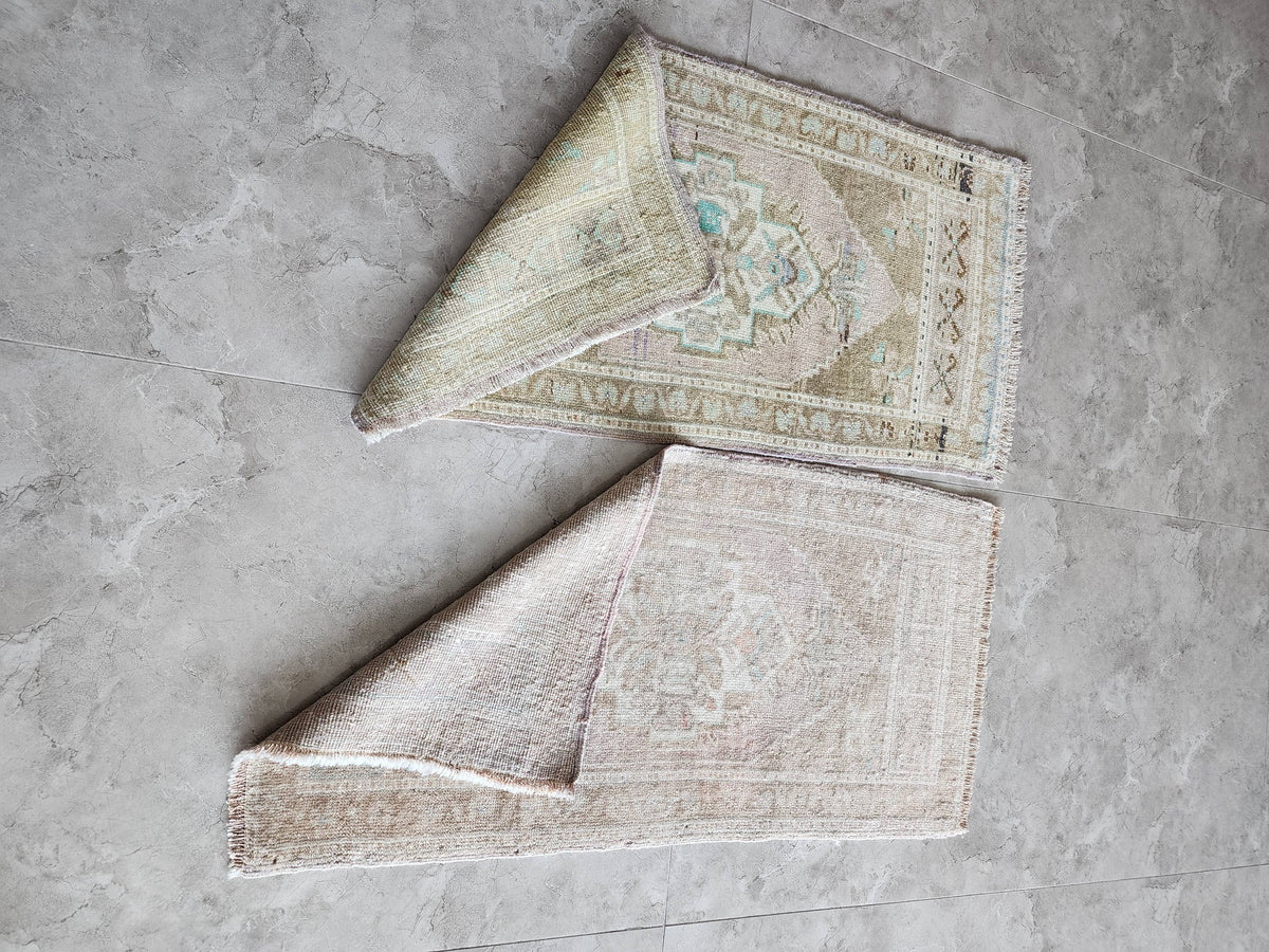 Vintage Türk Yastık Halı 2'li Set 50 x 99 cm