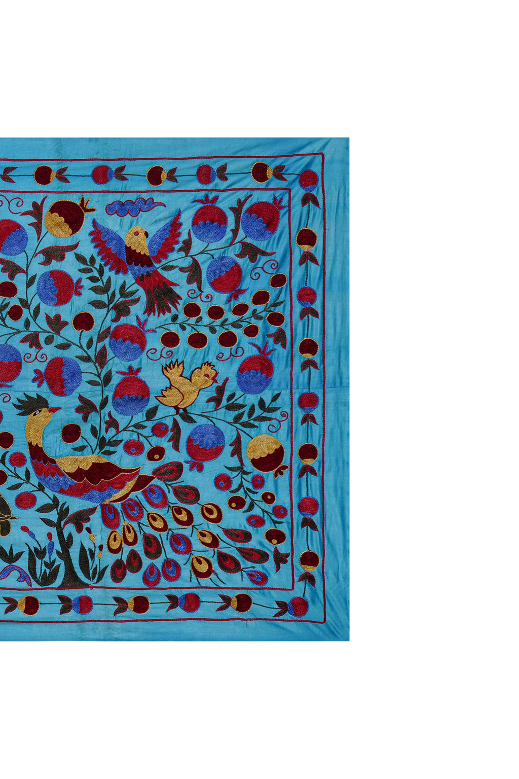 Tavus Kuşu Desenli Suzani Duvar Örtüsü 103 x 183 cm