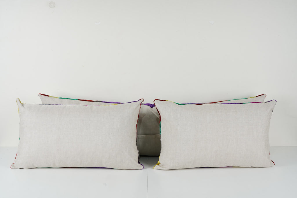 İpek Ikat Kadife Kırlent Kılıfı 3'li Set 40 x 60 cm