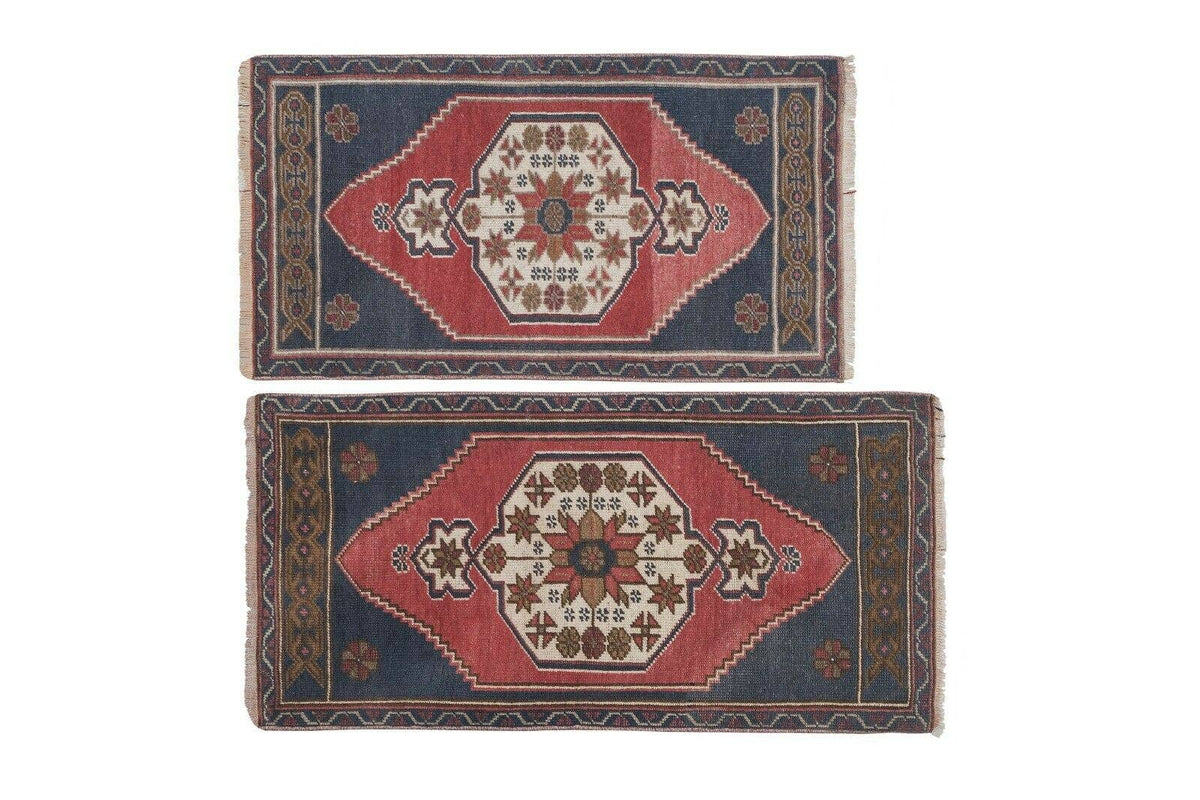 Vintage Türk Yastık Halı 2'li Set 57 x 97 cm