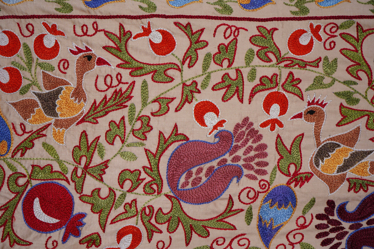 Kuş Desenli Suzani Duvar Örtüsü 52 x 191 cm