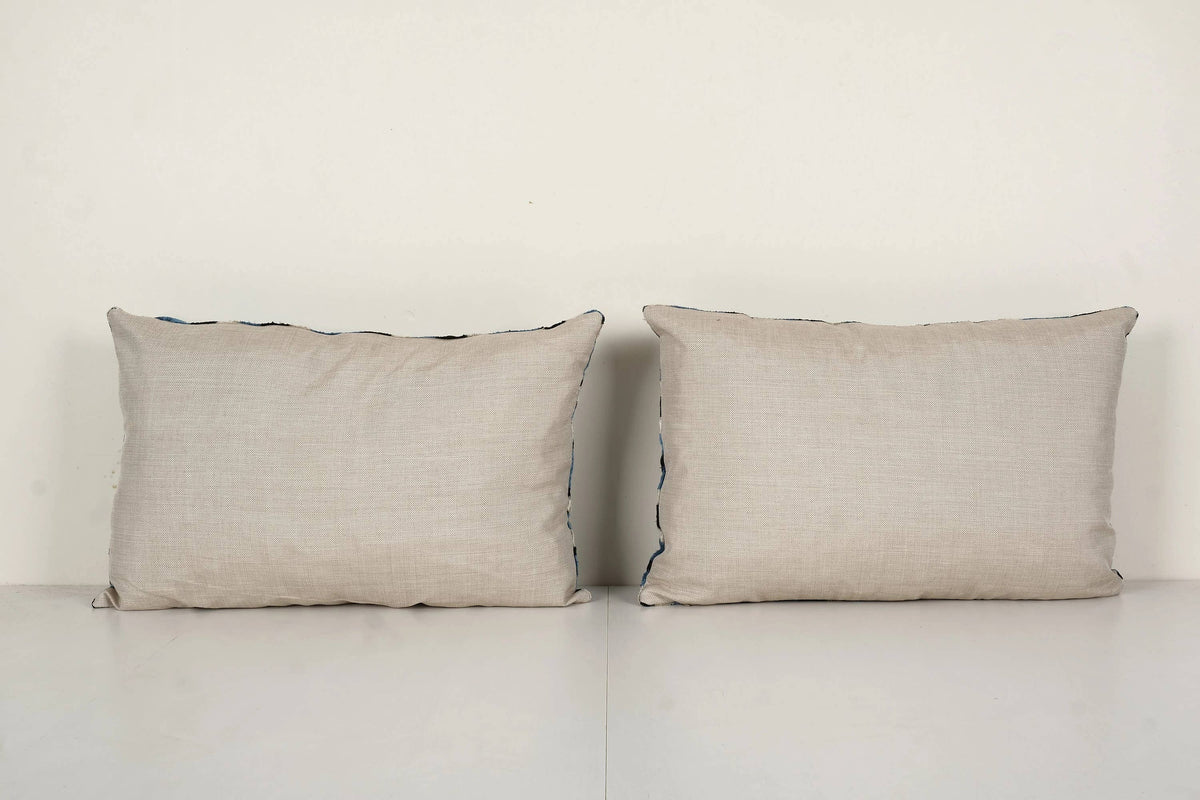 İpek Ikat Kadife Kırlent Kılıfı 2'li Set 40 x 60 cm