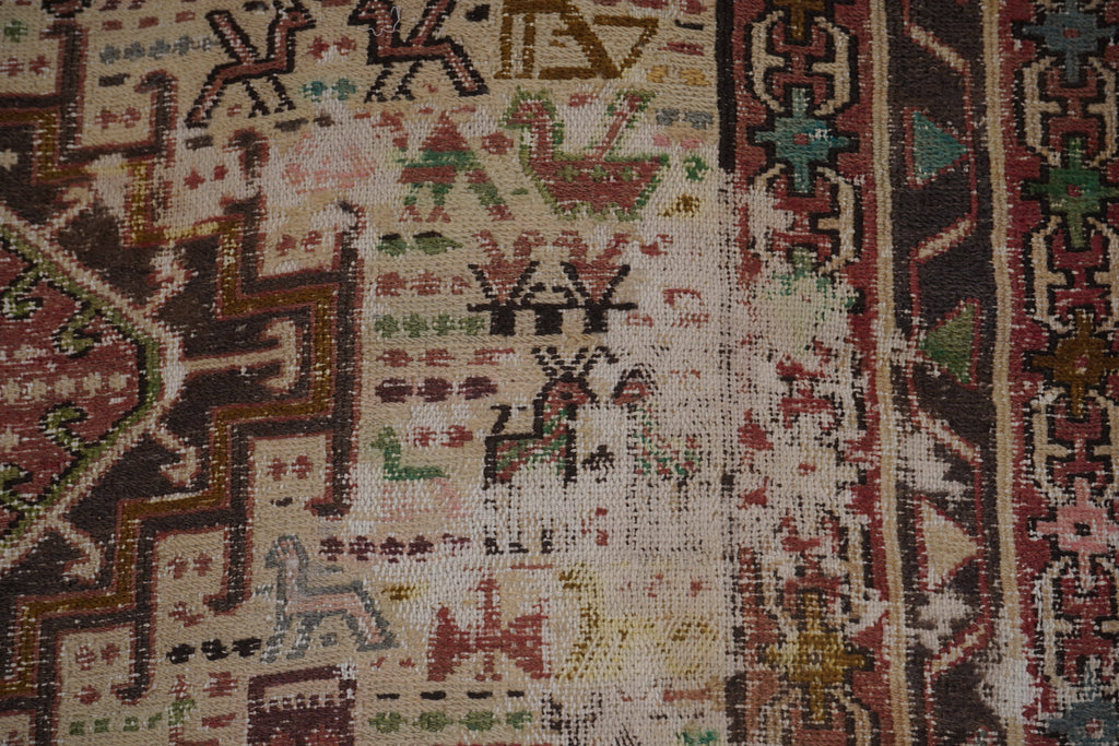 Vintage Hayvan Desenli Sumak Kilim 106 x 140 cm